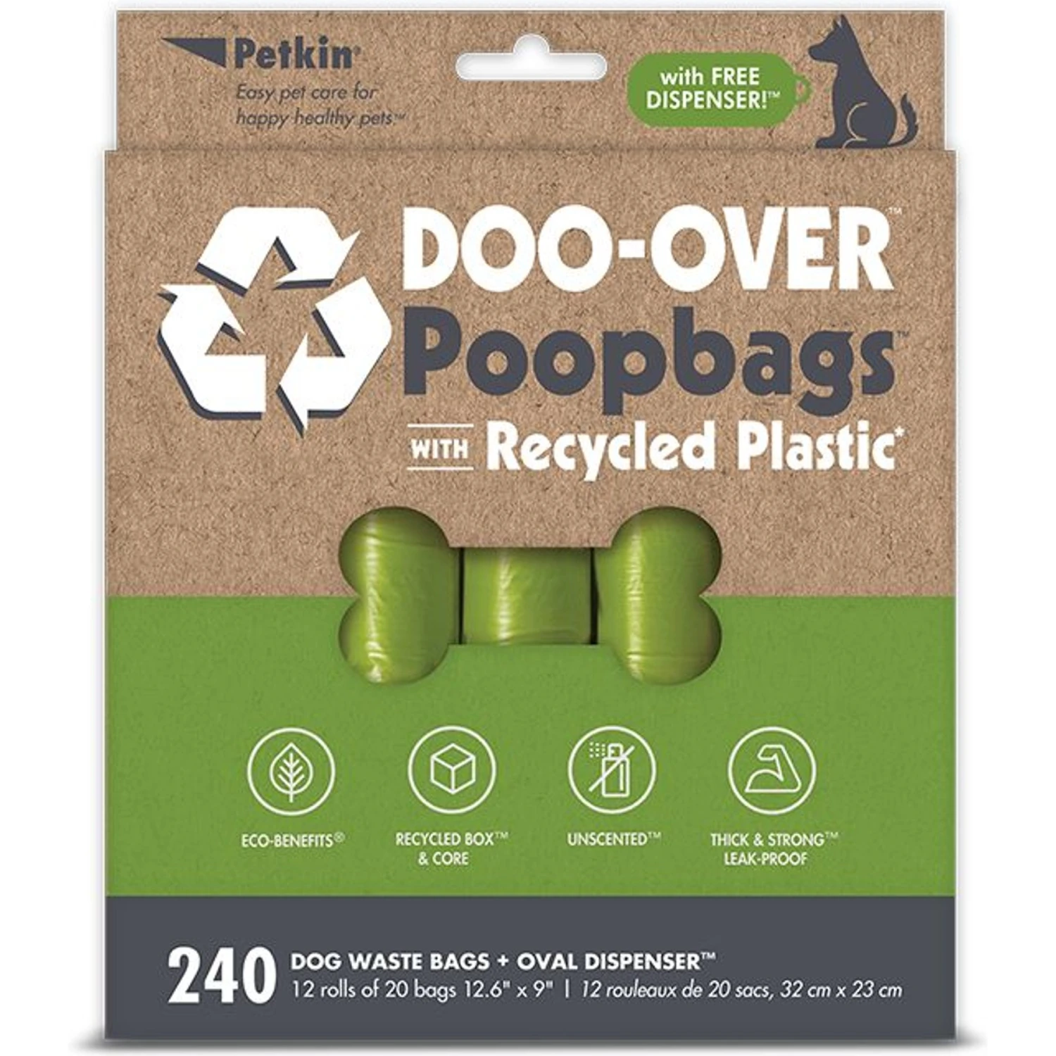 Petkin Doo-Over Poop Bag Dispenser With Bags, 240 Count, Unscented 1 Petkin Doo-Over Poop Bag Dispenser With Bags, 240 Count, Unscented