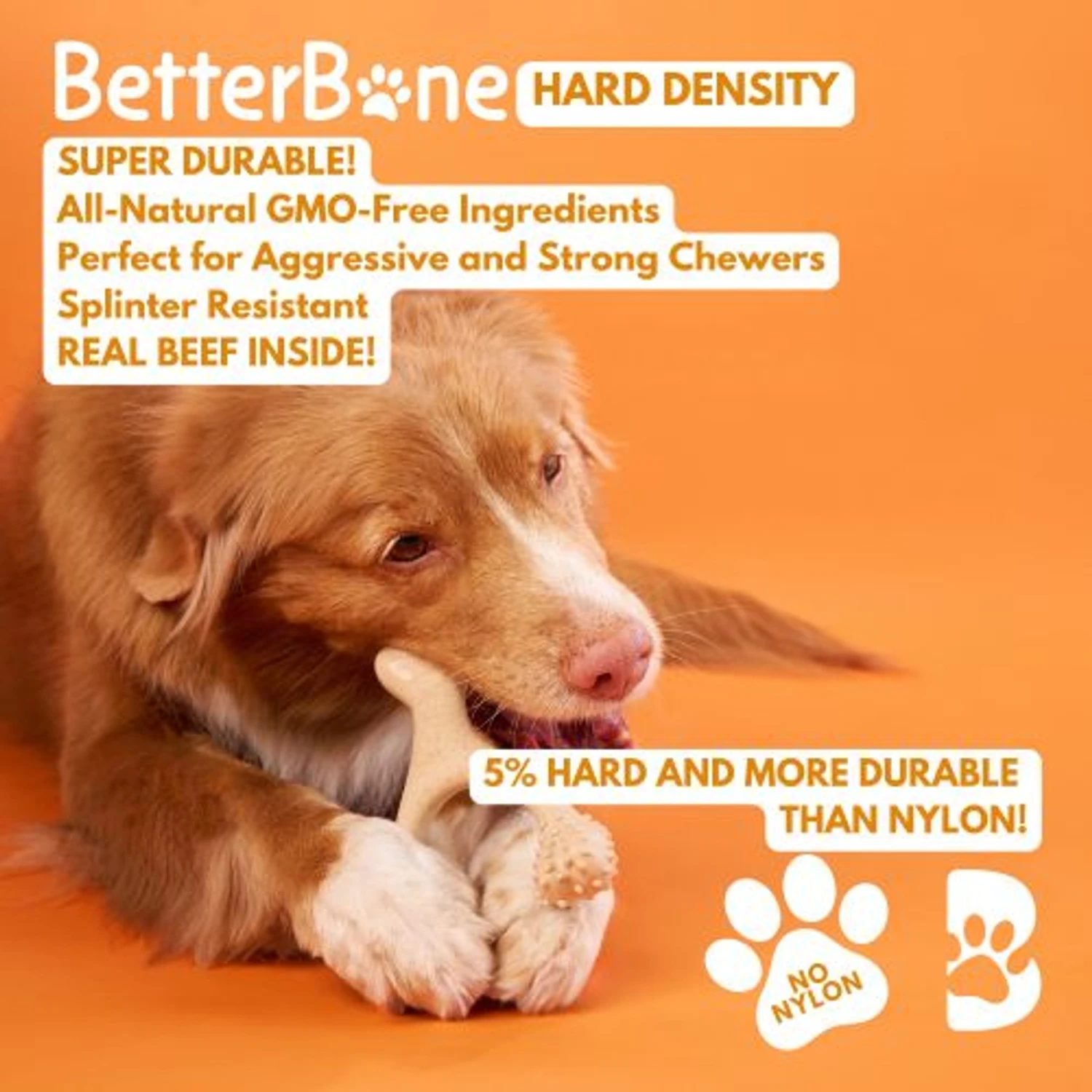 BetterBone Tough Beef Dog Toy, Natural 3 BetterBone Tough Beef Dog Toy, Natural - Image 3