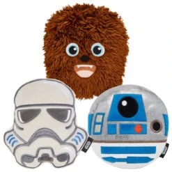 STAR WARS CHEWBACCA Round Plush Squeaky Dog Toy + 2 Items