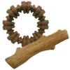 Petstages Dogwood Tough Dog Chew Toy & Nylabone Power Chew Textured Dog Chew Ring Toy Flavor Medley
