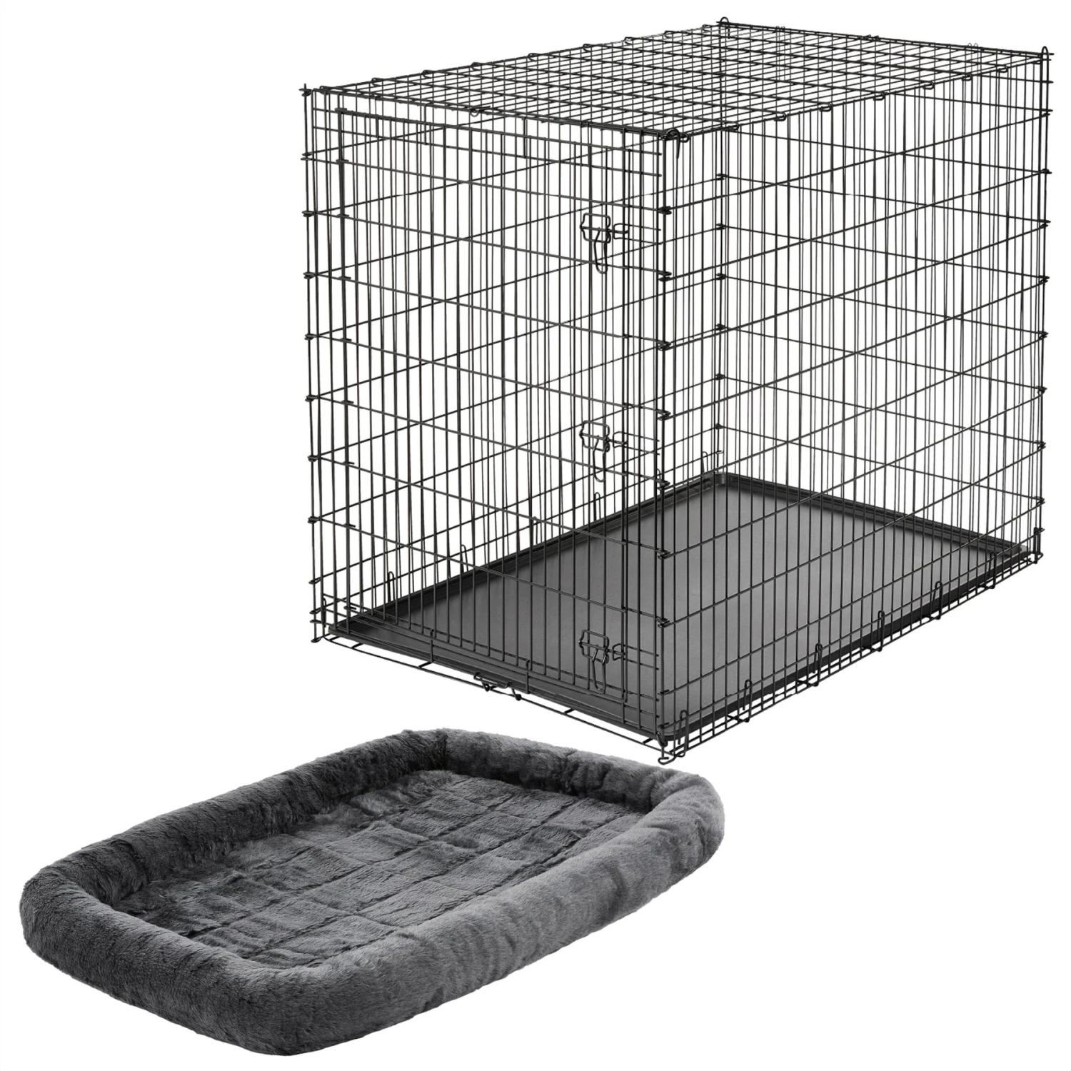 Frisco Heavy Duty Single Door Wire Dog Crate & MidWest Quiet Time Fleece Dog Crate Mat 1 Frisco Heavy Duty Single Door Wire Dog Crate & MidWest Quiet Time Fleece Dog Crate Mat