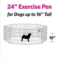 MidWest Wire Dog Exercise Pen With Step-Thru Door, Black E-Coat & MidWest Exercise Pen Top Fabric Mesh Sunscreen Accessory, Square Configuration, Black -PetSafe Kong Shop 939350 PT2. AC SS1800 V1691785892