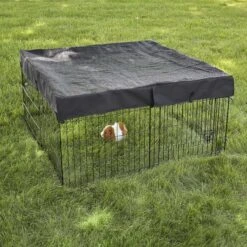 MidWest Wire Dog Exercise Pen With Step-Thru Door, Black E-Coat & MidWest Exercise Pen Top Fabric Mesh Sunscreen Accessory, Square Configuration, Black -PetSafe Kong Shop 939350 PT7. AC SS1800 V1691785895