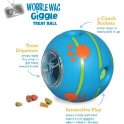 Wobble Wag Giggle Treat Dispensing Squeaky Ball Dog Toy, Blue -PetSafe Kong Shop 939670 PT2. AC SS1800 V1692635423