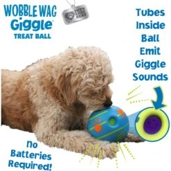 Wobble Wag Giggle Treat Dispensing Squeaky Ball Dog Toy, Blue -PetSafe Kong Shop 939670 PT4. AC SS1800 V1692635420