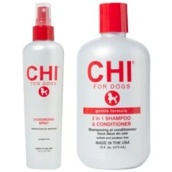 CHI Gentle 2 In1 Dog Shampoo & Conditioner & CHI Deodorizing Dog Spray