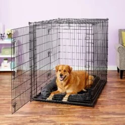 Frisco Heavy Duty Enhanced Lock Double Door Fold & Carry Wire Dog Crate & Mat Kit & MidWest Quiet Time Fleece Dog Crate Mat -PetSafe Kong Shop 947398 PT8. AC SS1800 V1693920163