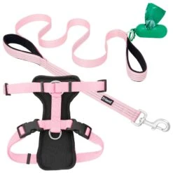 Frisco Padded Nylon No Pull Dog Harness & Frisco Traffic Leash With Padded Handles & Poop Bag Dispenser