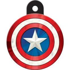 Quick-Tag Marvel Captain America With Shield Circle Dog ID Tag