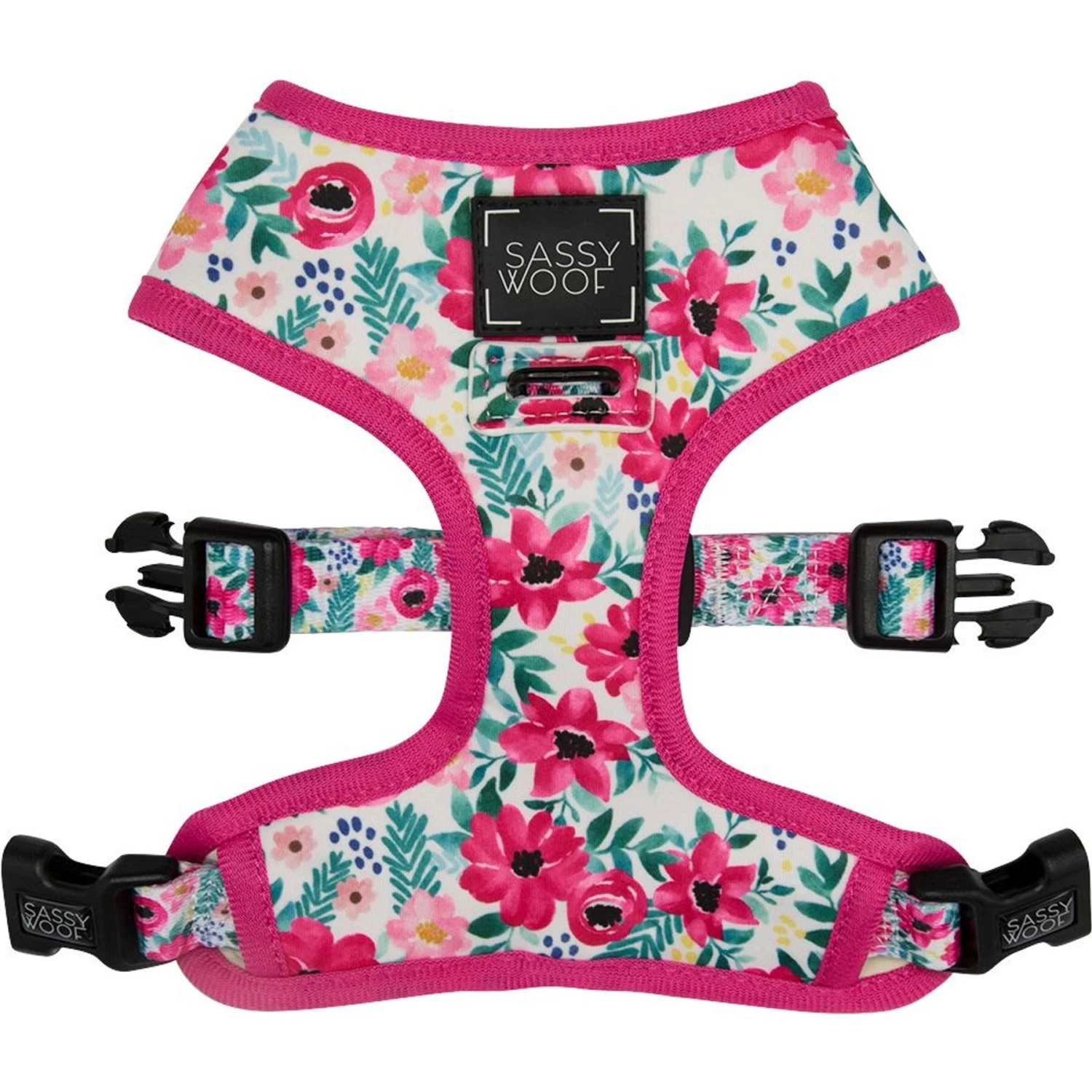 Sassy Woof Reversible Dog Harness, Floral Frenzy, Pink 1 Sassy Woof Reversible Dog Harness, Floral Frenzy, Pink