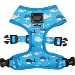 Sassy Woof Reversible Dog Harness, Might As Whale, Blue