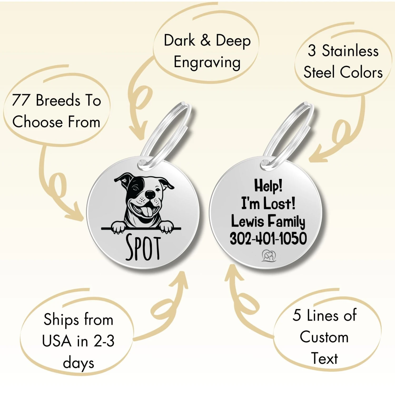 PawFurEver Dog Breed Stainless Steel Personalized Dog ID Tag 8 PawFurEver Dog Breed Stainless Steel Personalized Dog ID Tag - Image 8