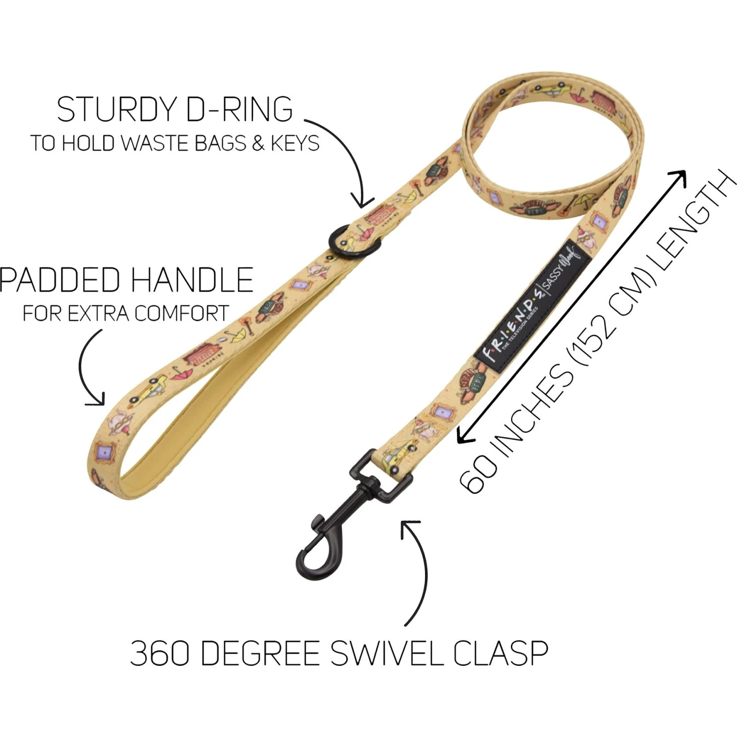 Sassy Woof Friends Dog Leash, 5-ft Long, 4/5-in Wide 3 Sassy Woof Friends Dog Leash, 5-ft Long, 4/5-in Wide - Image 3