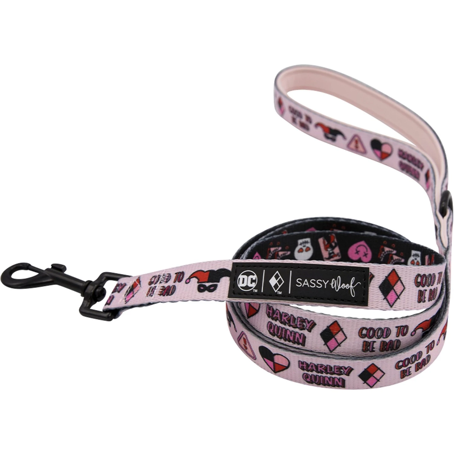 Sassy Woof Harley Quinn Dog Leash, Pink, 5-ft Long, 4/5-in Wide 1 Sassy Woof Harley Quinn Dog Leash, Pink, 5-ft Long, 4/5-in Wide