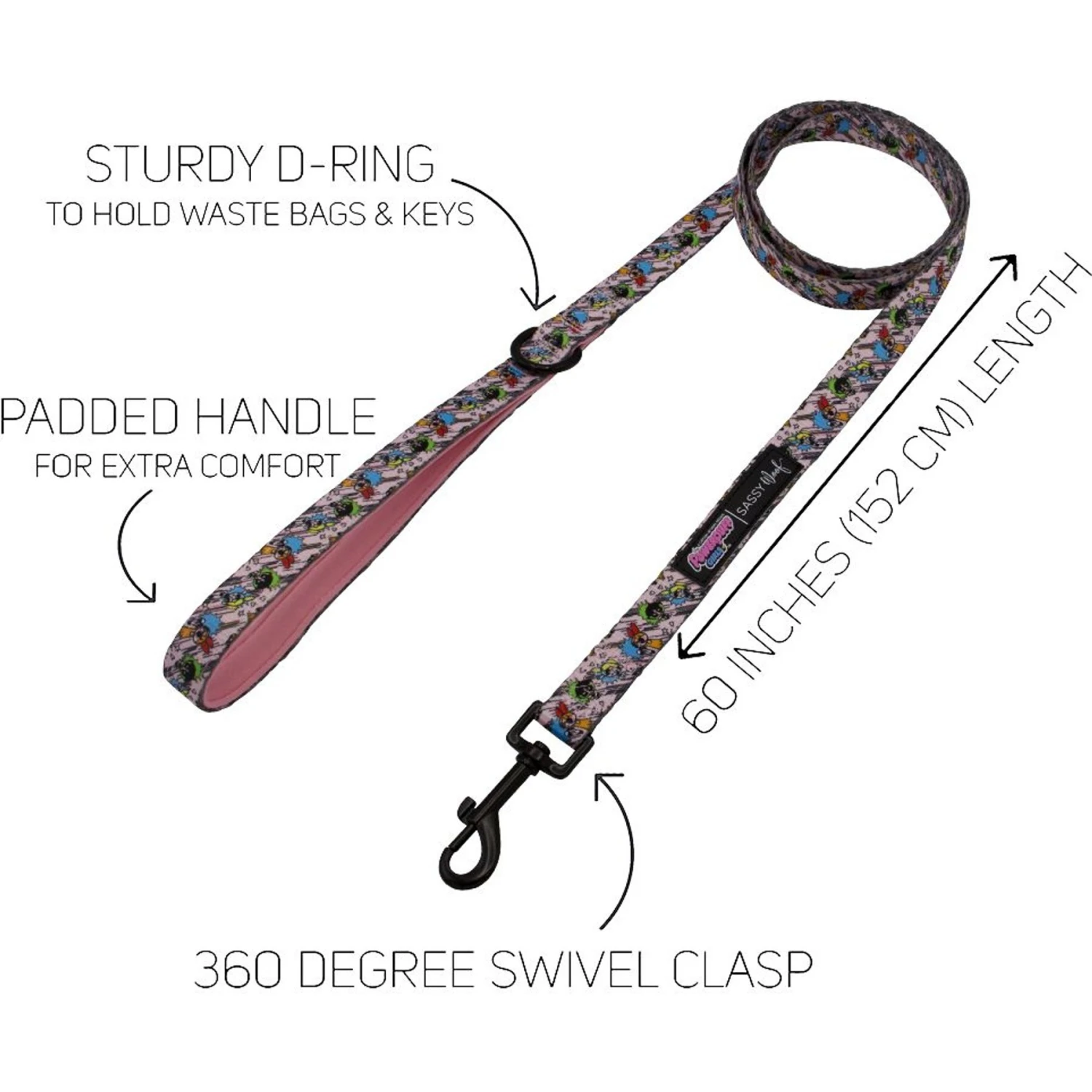 Sassy Woof Powerpuff Girls Dog Leash, 5-ft Long, 4/5-in Wide 2 Sassy Woof Powerpuff Girls Dog Leash, 5-ft Long, 4/5-in Wide - Image 2